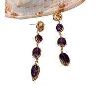 GHNQBAHID Purple Amethyst Freeform With Electroplated Dangle wrap stud Earrings