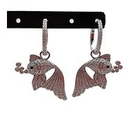 GHNQBAHID White Gold Plated Fish Shape Hoop Earrings For Women Vintage Jewelry