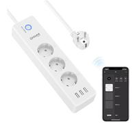 GHome Multiprise Connectée WiFi avec 3 Prises CA et 3 Ports USB, Interrupteur Contrôlé Séparément avec Prise Multiple, Intelligent avec Parafoudre Compatible avec Alexa et Google Home, Fonctionne