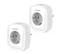 GHome Smart Lot de 2 prises Wi-Fi 16 A, prise Alexa compatible avec Alexa Google Home, télécommande d'application, mesure de la consommation d'énergie, minuterie de commande vocale, uniquement sur