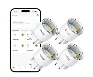 GHome Smart Mini Prise Connectée WiFi, Prise Intelligente Certifié TÜV avec APP Contrôle, Mesure de Consommation Électrique, Plug Programmable avec Alexa et Google Home, Fonction de Temps, 10A