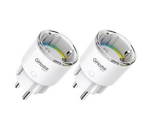 GHome Smart Prise WiFi Compacte Avec Mesure De Consommation, 10A, Lot De 2