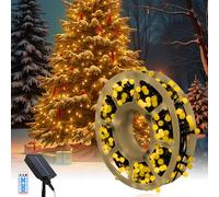 GHONLZIN Guirlande Lumineuse Solaire de Noël, 13 M 300 LEDs Étanche Extérieur Boule Lumineuse avec 8 Modes, Portable Enroulable Lumineuses Solaire pour Décorer Sapin de Noël, Jardin, Cour, Porche