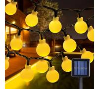 GHONLZIN LED Solaire Guirlande Lumineuse, 12M Guirlande Lumineuse Sphérique, 8 Modes Étanche 100 LEDs Boules Guirlandes Lumineuses Intérieure Extérieure pour Fêtes, Mariages, Chambres (Or)