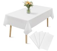 Ghope 4 Pack Nappes Jetables Imperméable, 137 x 274 cm Couverture de Table en Plastique, Nappe Rectangulaire pour Fête, Mariage, Anniversaire d'enfant, Noël, Barbecue, Pique-Nique