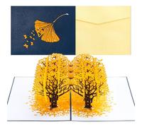 Ghope Carte Anniversaire Pop up Forêt de Ginkgo 3D Carte de Voeux avec enveloppe pour anniversaire retraite mariages festivals fêtes comme bon cadeau