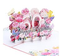 Ghope Carte d'anniversaire Pop-up 3D pour 60 Ans Anniversaire - Carte de Vœux pop-up avec Motif fleur Pour Femme, Maman, Mère, épouse, Homme, Famille, Compagnon, Amis - Carte cadeau romantique