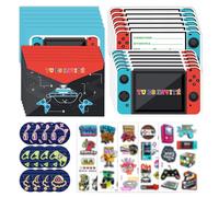 Ghope Invitation Anniversaire Fille Garçon, 12 Cartes d'Invitation Jeu en Français avec Enveloppes et Autocollants et Tatouages, Invitation d'anniversaire Soirée Fête Enfant