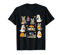 Ghost American Shorthair Cat lisant des Livres pour Les Amateurs de Livres Bookish T-Shirt