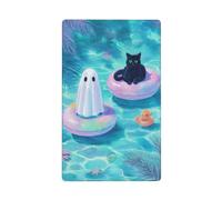 Ghost and Black Cat in Swimming Pool Single Toggle Blank Wall Plate Light Switch Cover Decorative 1 Gang for Kitchen Room Bathroom Size 11.4x7cm