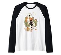 Ghost and Cat Cozy Reading Book Lover Manche Raglan