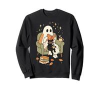 Ghost and Cat Cozy Reading Book Lover Sweatshirt