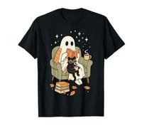 Ghost and Cat Cozy Reading Book Lover T-Shirt