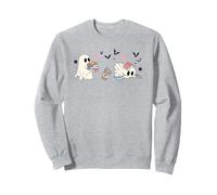 Ghost Books Coffee Halloween Cute Ghost Reading Book Lover Sweatshirt