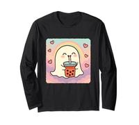 Ghost Bubble Tea Lover, Mignon Anime Kawaii Rainbow Manche Longue
