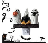 Ghost Campfire Nightlight, lampe effrayante, 4.13x3.94x2,76 pouces, Halloween Plug dans une lueur ambiante confortable, des fantômes mignons autour du conception du feu pour le salon de la chambre à l