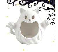 Ghost Candy Holder Cute Funny Ghost Cat Service Bowl Container | Décoration d'Halloween pour vacances, maison, bureau, table, cheminée, fenêtre, entrée, comptoir