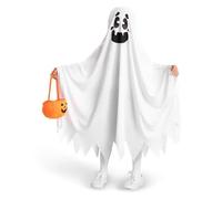 Ghost Costum - Cape décorative effrayante - Blanc - Pour Halloween, cosplay, tenue en tissu doux, robe festive confortable, cape légère pour les fêtes costumées, le carnaval, les jeux de rôle, les