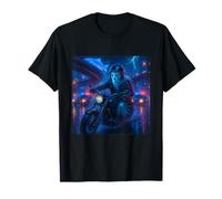 Ghost Cyberpunk Rider Moto Biker Synthwave T-Shirt