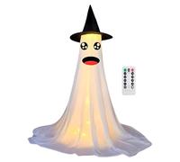 Ghost de Tissu Blanc, Décorations d'halloween Extérieures, Grands Fantômes de Tissu Blanc Éclairé, Utilisation sans Fil, Nécessite 3 Piles AA, 40-210 Cm, Décorations d'halloween Extérieures F 1PC