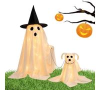 Ghost Decor - 80cm Fabric Electronic | Spooky Walking Dog Figurine Set