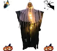 Ghost Decor | Fantôme Effrayant avec Éclairage,Décoration Halloween 85 cm pour Intérieur Mur Fenêtre et Extérieur Jardin Patio Entrée