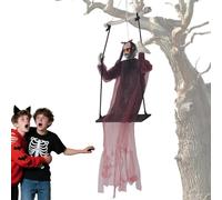 Ghost Decor - Faucheuse effrayante suspendue avec balancement, yeux brillants et effets sonores effrayants pour Halloween -fun | Décoration animée d'hôte fantôme pour l'extérieur en intérieur, arbre