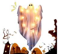 Ghost Decor - Halloween Ghost Decorations Lighted | Statue Hangable Seasonal Décor Figurines Glowing Decoration Scary with Sounds For House Home Yard Door Porch Outdoor