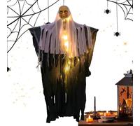 Ghost Decor, Halloween Prop, 33.46x21.26 inches Spooky Light, 33.4 inch LED Illumination, Hanging Fabric Design, for Indoor Door Garden Haunted House Outdoor Patio Holiday Display
