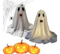 Ghost Decorations, Cute LED Light-Up Decor, 2-Piece Aesthetic Halloween Ornaments, Soft Glow Spooky Accents, Sturdy Lightweight Design, Perfect for Indoor Mantel, Bedroom, Fireplace, Bathroom