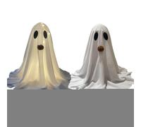 Ghost Decorations - Lot de 2 figurines de décoration d'Halloween éclairées à DEL, décoration lumineuse avec touche décorative, charmante touche de fantôme pour maison, chambre à coucher, cheminée