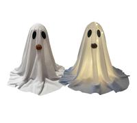 Ghost Decorations Set, Cute LED Decor, Built-in Light Feature, Aesthetic Ornament Design, Ideal for Indoor Mantels, Bedroom Ambiance, Fireplace Accents, Great for Bathroom and Outdoor Display