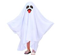 Ghost Dress Cloak - Feuille effrayante, robe pour | White Halloween Spirit Costume for Children Boys Girls Party Cosplay Nightwear Pretend Game Creepy Tentigy Event Event Performance