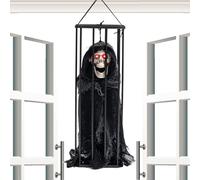 Ghost effrayant dans le prisonnier - fantômes éclairés en cage, décoration de détection de mouvement | Accent de maison hanté, accessoire effrayant des prisonniers pour l'atmosphère à domicile ou à la