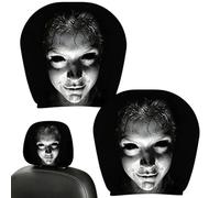 Ghost Face Headrest Cover - 2 Pack Seat Protector | Stretch Washable | Full Coverage Breathable Soft Polyester, 11x10.2 Inch Funny Horror Interior Accessories, for Sedan SUV Truck & RV