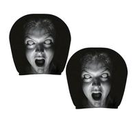 Ghost Face Headrest Covers - Elastic Vehicle Protector, Reusable Set