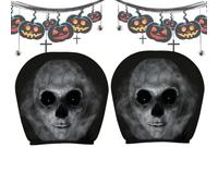Ghost Face Lot de 2 housses d'appui-tête élastiques | Housse d'appui-tête de siège avant pour voiture, femme, homme, trajet quotidien, conduite, école, berline, SUV