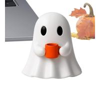 Ghost Figurine Resin Ghost Drinking, Coffee Halloween Figure Decoration