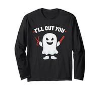Ghost Halloween Barber Stylist I Will Cut You Manche Longue