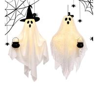 Ghost Halloween Decorations - Outdoor 2 Pieces Spooky Witch Hat Decoration