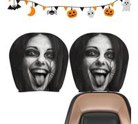 Ghost Headrest Covers - 2 Pack Stretch Polyester Car Seat Headrest Covers | Washable Protective Headrest Sleeves for Cars SUVs Trucks and | Car Headrest Covers | for Auto Interior Decoration