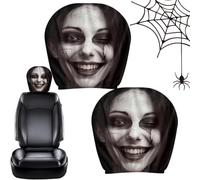Ghost Headrest Covers - 2 Pack Stretch Polyester Car Seat Headrest Covers | Washable Protective Headrest Sleeves for Cars SUVs Trucks and | Car Headrest Covers | for Auto Interior Decoration