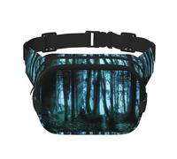 Ghost Hid Behind The Trees Sac banane carré double couche avec impression intégrale, tissu sergé durable, sac banane multi-poches pour sports de plein air voyage