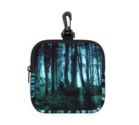 Ghost Hid Derrière les arbres Pochette carrée à fermeture éclair avec impression intégrale, petit sac de rangement imperméable, léger et durable pour pièces de monnaie, cartes, clés pour voyage et