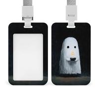 Ghost Holding A Candle Porte-badge minimaliste rétractable à clip pour carte de protection pour le travail, le bureau, les médecins, les infirmières