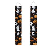 Ghost Horror Halloween Citrouille Impression Vibrant Esthétique Festive Atmosphère Bannière Décor Intérieur Extérieur Célébrations