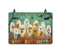 Ghost - Housse de protection pour cuisinière électrique, Halloween, citrouille, pizza, Halloween, en caoutchouc antidérapant, orange pour décoration de cuisine électrique festive, 71 x 50 cm