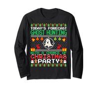Ghost Hunting Christmas Party Ghost Hunter Ugly Christmas Manche Longue