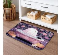 Ghost in Bathtub Tapis de bain d'Halloween, tapis de bain absorbant, antidérapant et confortable, en flanelle, lavable pour décoration de salle de bain et toilettes, 50,8 x 81,3 cm
