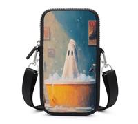 Ghost in Big Cozy Bathroom with Towel Crossbody Sac à bandoulière pour téléphone portable Smartphone avec sangle réglable